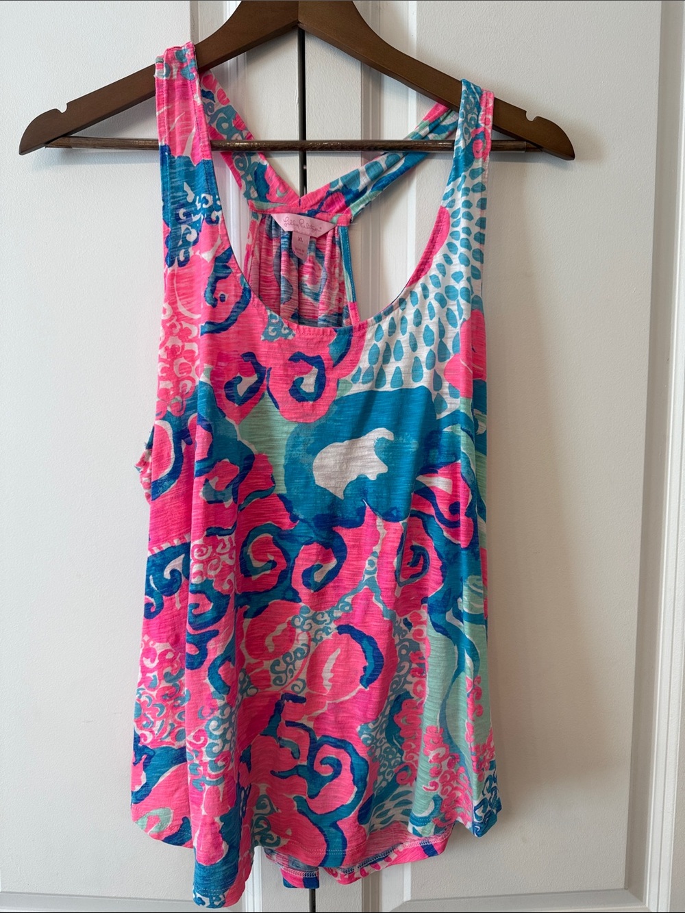 Lilly Pulitzer Pink & Blue Patterned Cross-Back Tank
